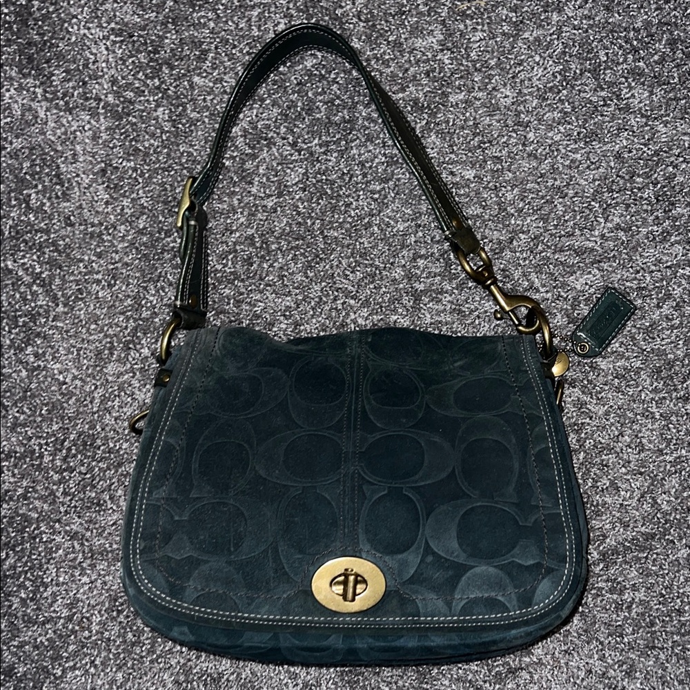 RARE Teal Suede Coach 65th Anniversary Legacy Bag